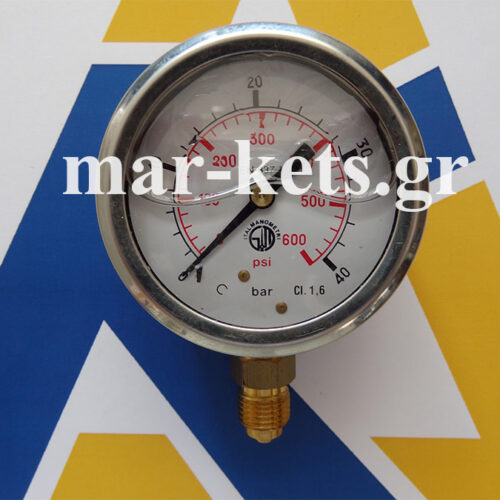 Mανόμετρο Γλυκερίνης INOX 1/4” BSB Φ63